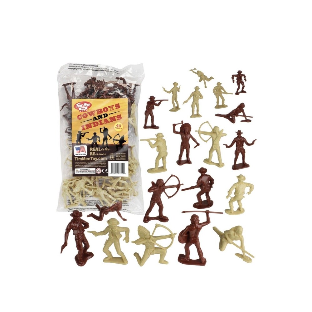 Timmee reissue Cowboys and Indians 32 Piece set REissues, REAListic toy figures.